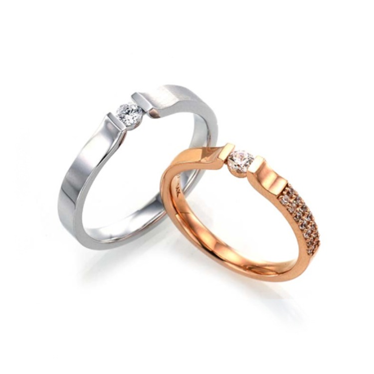 [14K Gold]사이클램 커플링Cyclame Couple ring j3862